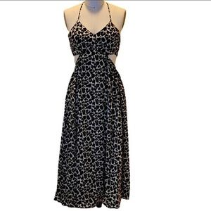 •LAST ONE•Spaghetti Strap Leopard Print Backless Midi Summer Dress-Cut Out Sides